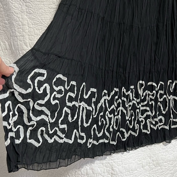 Rafael Womens Black & White Boho Tiered Style Peasant Maxi Skirt, Size Small - Picture 4 of 11